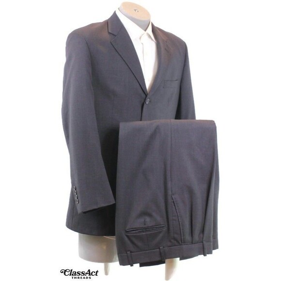 Versini 2 Piece Suit Mens Wool Charcoal Gray 40R Pleated Fronts 34" Waist - Picture 1 of 11